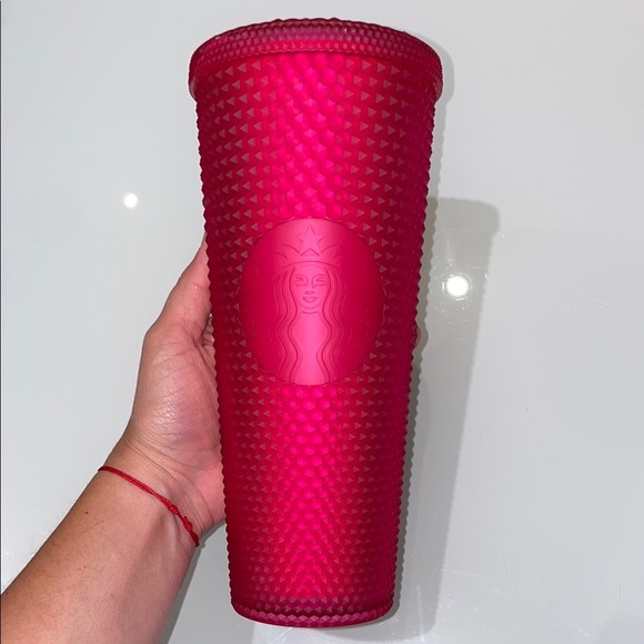 Starbucks Limited Edition 2021 Ruby Hot Pink Soft Touch Jelly Bling Studded 24oz - Picture 9 of 9